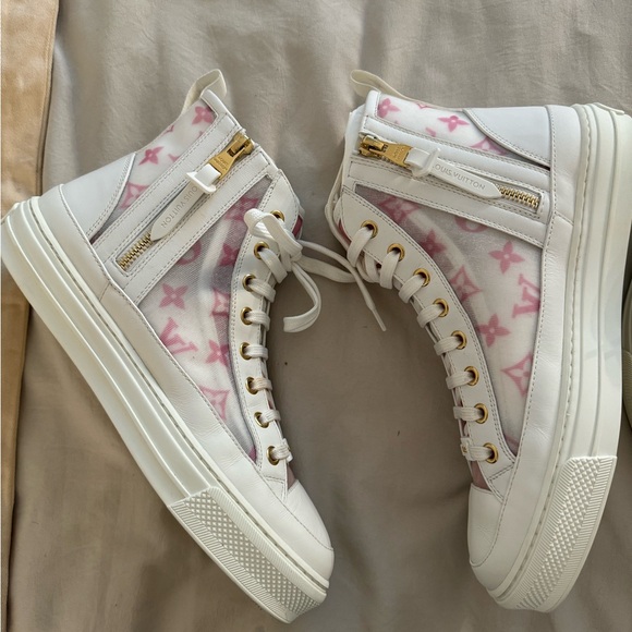 Louis Vuitton Technical Fabric Calfskin Monogram Printed Stellar Sneaker Pink - Picture 4 of 4